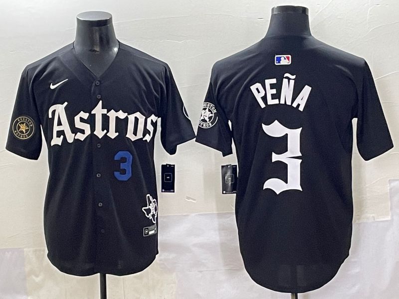 Men 2025 Houston Astros 3 Pena Black Five generations Joint Name Nike MLB Jersey style 9